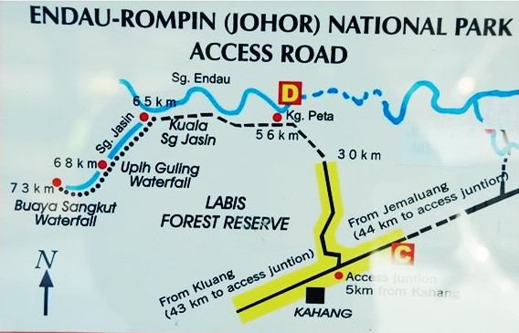 Endau Rompin National Park Via Kahang, Johor Access Road Map